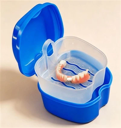 Contenedor de viaje para dentaduras postizas